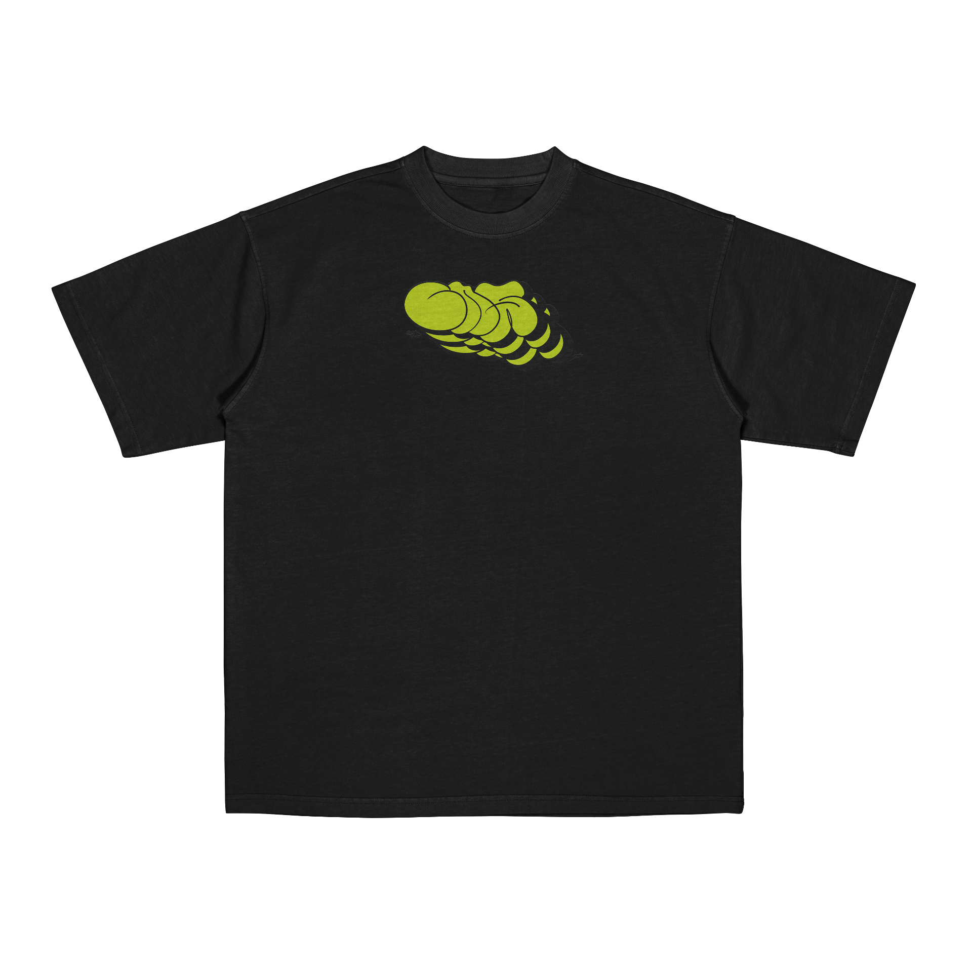 Maglietta nera Coins Visual con triple throw-up lime green sul petto