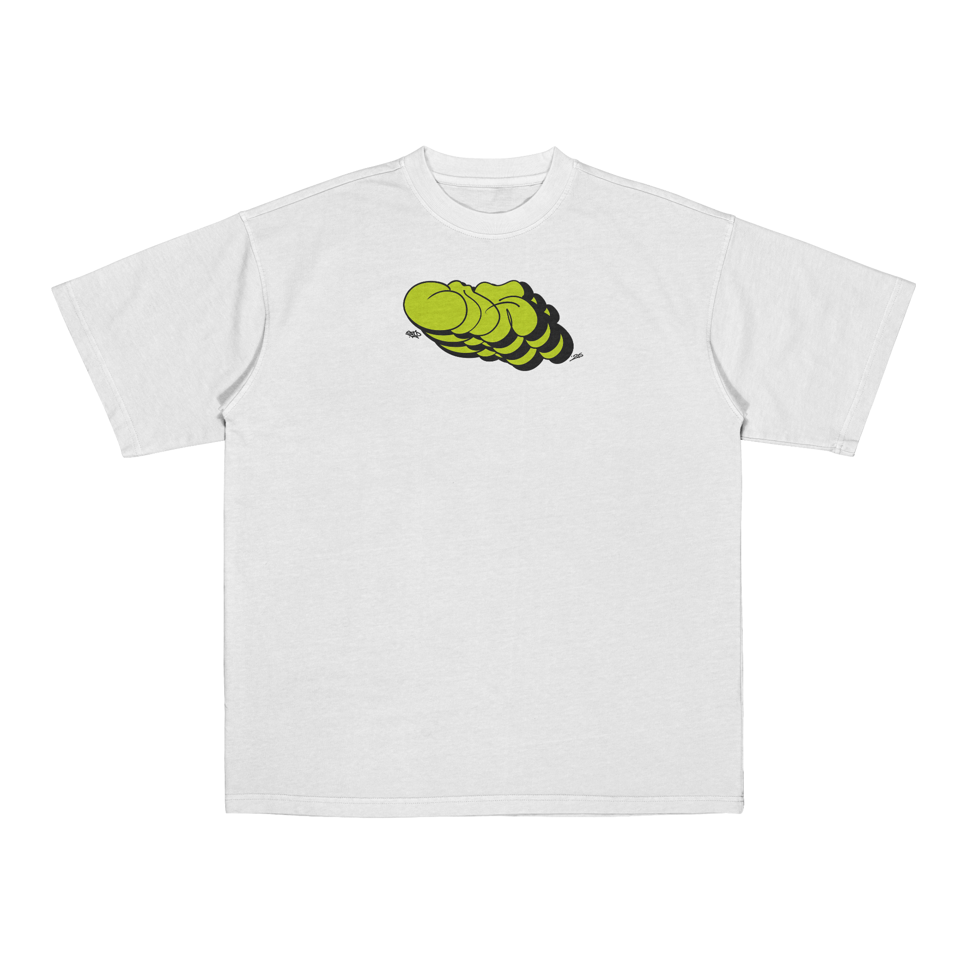 Maglietta bianca Coins Visual con triple throw-up lime green sul petto